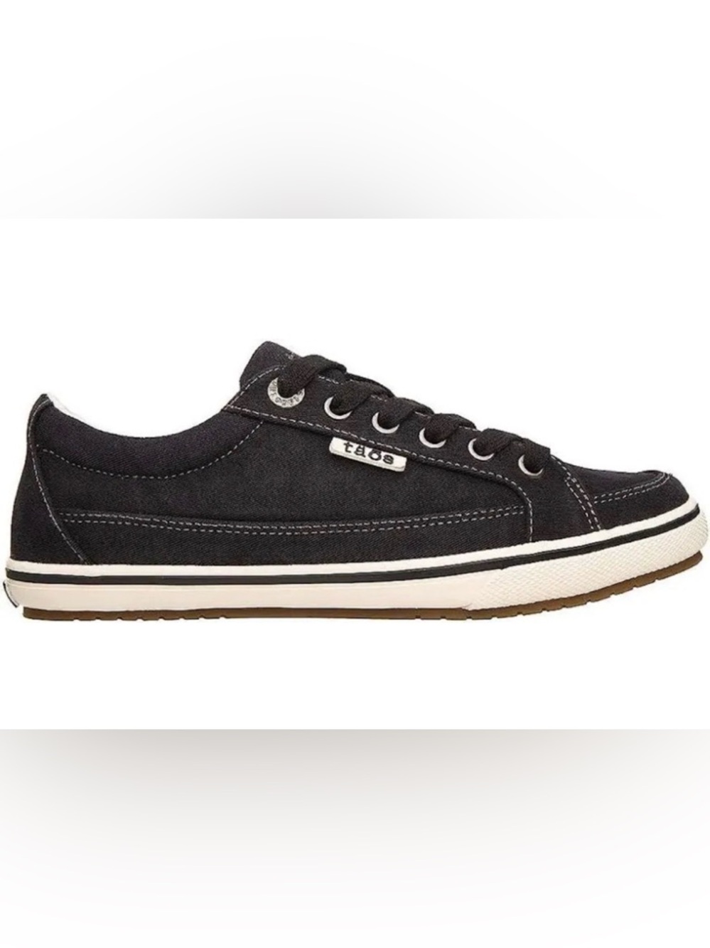 Taos Moc Star Sneakers Women 9.5 Black Distressed Canvas Lace Up Comfort Shoes